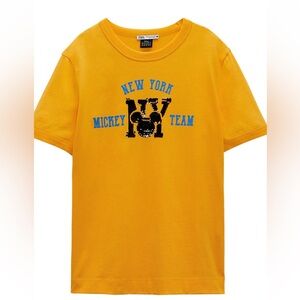 Zara Yellow Mickey Team Graphic Tee